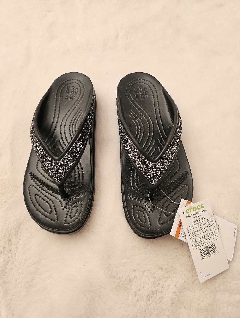 New Crocs Sloane Glitter Sandal Size 8 - Picture 2 of 9